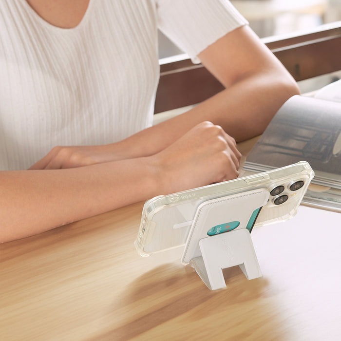 Hebe Magnetic Wallet Stand, Dual Magnetic Ring Design, Side-Opening Card Slot, MagSafe Compatible