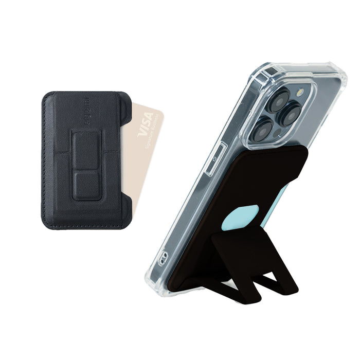 Hebe Magnetic Wallet Stand, Dual Magnetic Ring Design, Side-Opening Card Slot, MagSafe Compatible